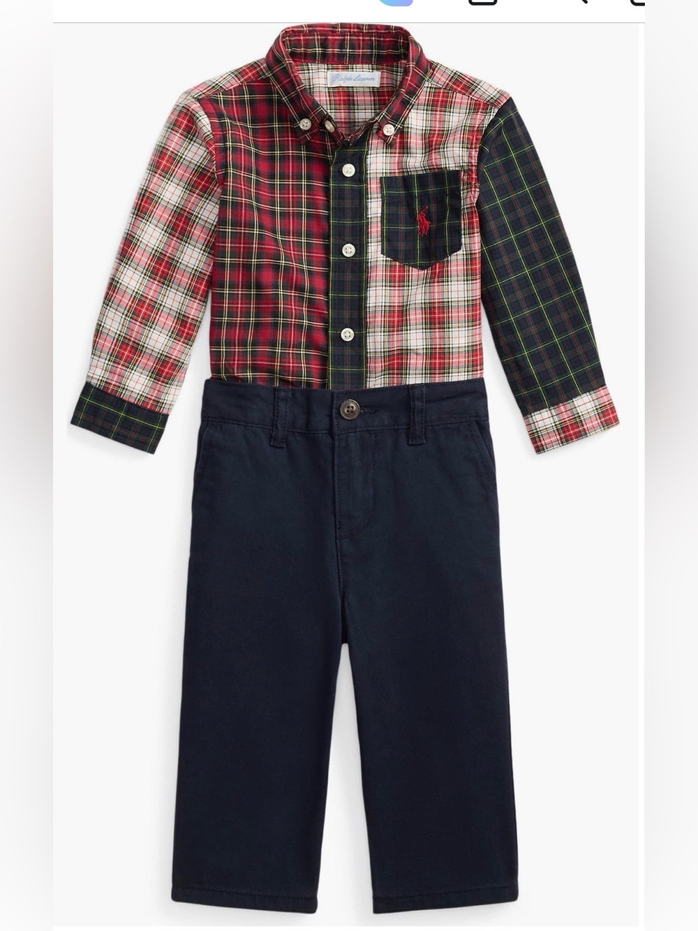 Ralph Lauren Plaid Poplin Button-Down Shirt & Pants Set (Baby)